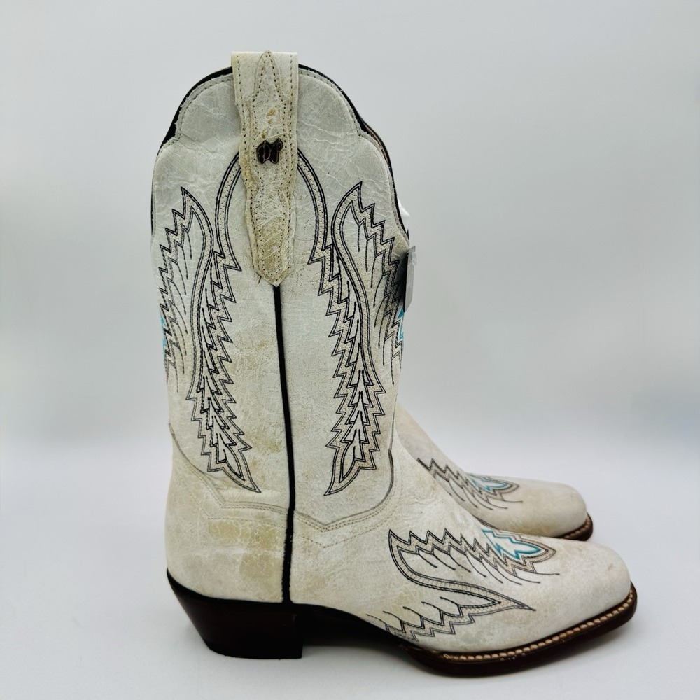 Dan Post Darcy Boots Women's Size 7.5 Distressed White Leather Snip Toe - Picture 5 of 16